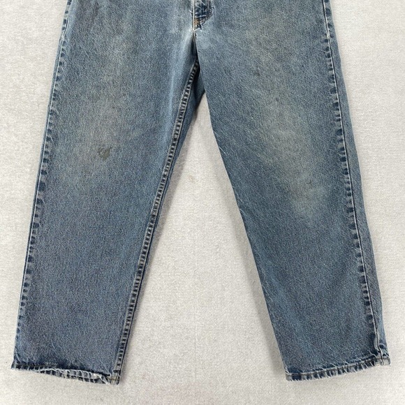 Eddie Bauer Jeans 40x30 Mens Blue Relaxed Fit Tapered Leg Cotton Denim‎ Med Wash - Picture 3 of 14